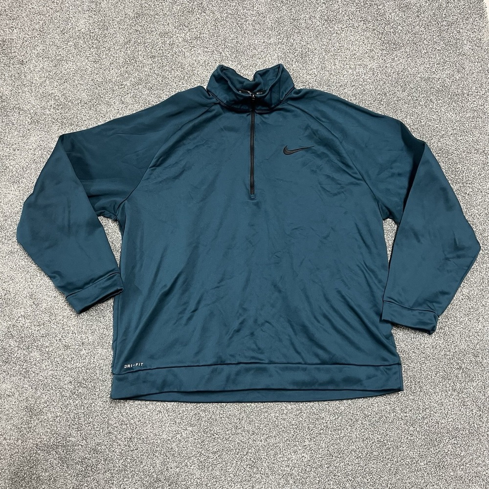 Nike Dri Fit Quarter Zip Pullover Men XL Blue Athletic Training Jacket